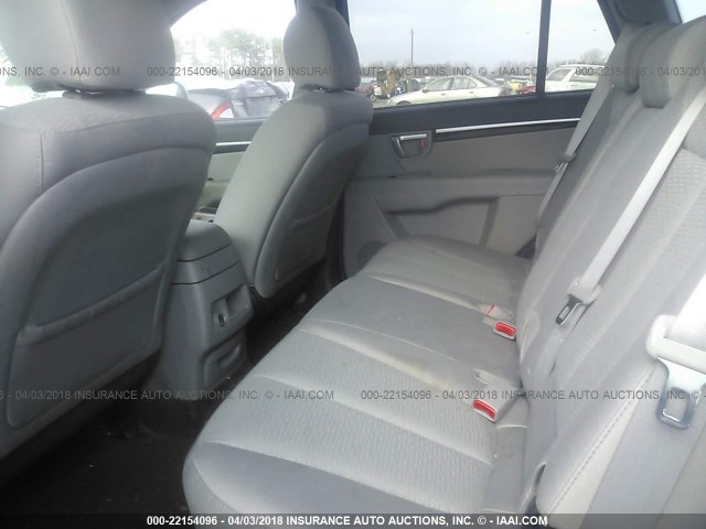 5NMSG13D28H189612 - 2008 HYUNDAI SANTA FE GLS SILVER photo 8