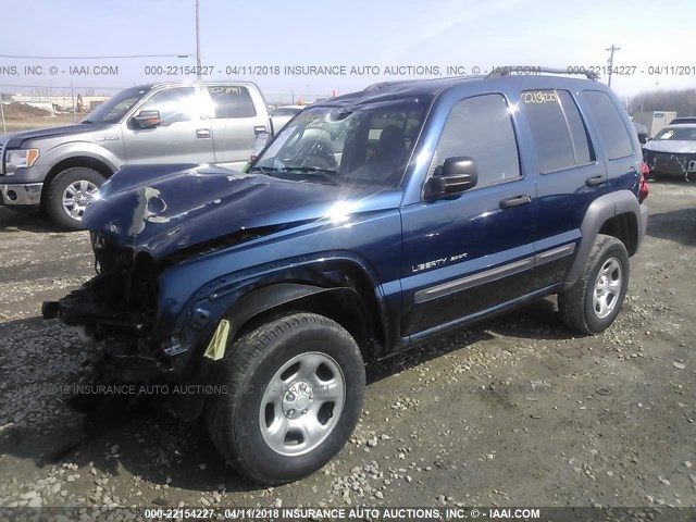 1J4GL48K92W202588 - 2002 JEEP LIBERTY SPORT Dark Blue photo 2