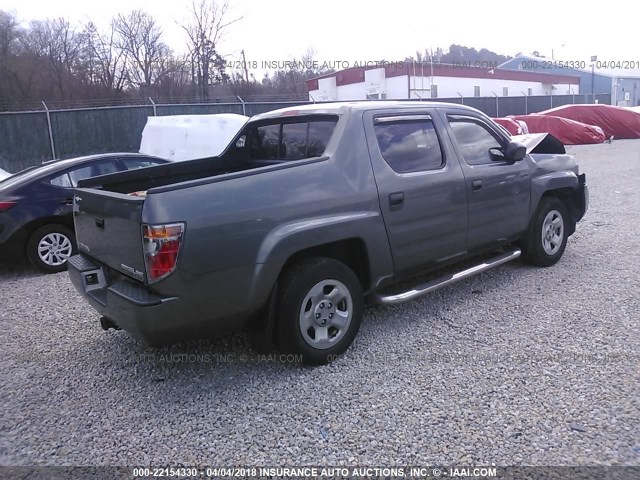 2HJYK16237H509965 - 2007 HONDA RIDGELINE RT GRAY photo 4