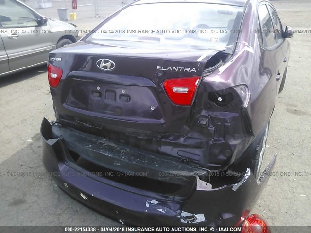 KMHDU46D28U540439 - 2008 HYUNDAI ELANTRA GLS/SE/LIMITED PURPLE photo 6