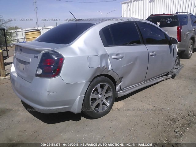 3N1AB6AP2CL712954 - 2012 NISSAN SENTRA 2.0/2.0S/SR/2.0SL SILVER photo 4