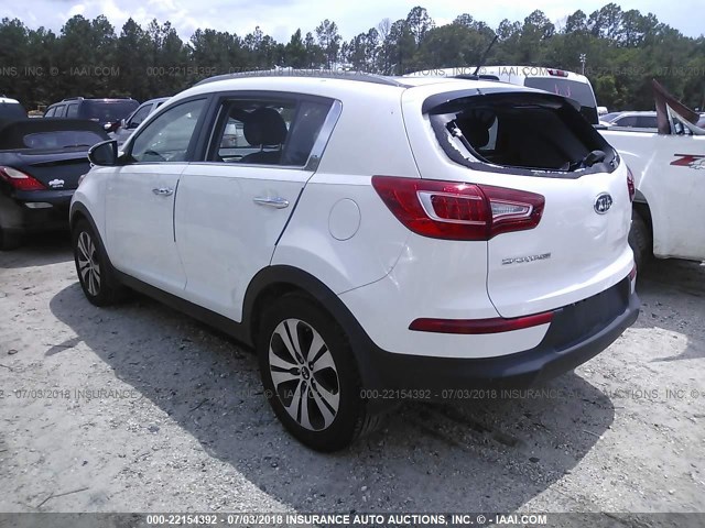 KNDPC3A24C7174267 - 2012 KIA SPORTAGE EX WHITE photo 3