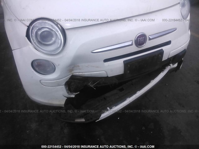 3C3CFFAR0DT546287 - 2013 FIAT 500 POP WHITE photo 6