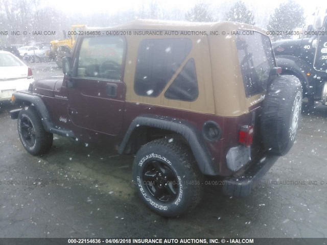 1J4FA29P02P702987 - 2002 JEEP WRANGLER / TJ SE RED photo 3