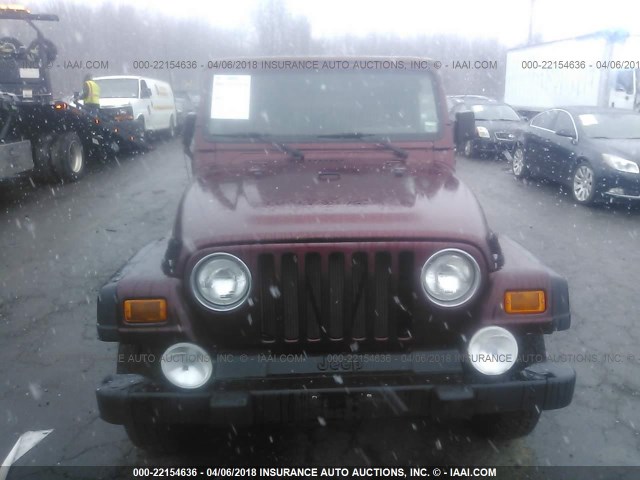 1J4FA29P02P702987 - 2002 JEEP WRANGLER / TJ SE RED photo 6