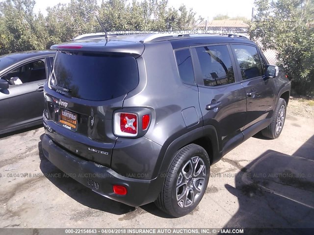 ZACCJBDT0GPD97904 - 2016 JEEP RENEGADE LIMITED GRAY photo 4