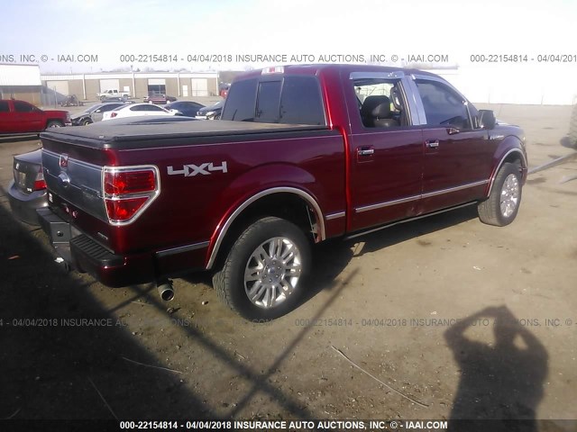 1FTFW1EF0DFB75556 - 2013 FORD F150 SUPERCREW RED photo 4