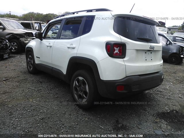 ZACCJAAB8HPF02048 - 2017 JEEP RENEGADE SPORT Սպիտակ լուսանկար 3