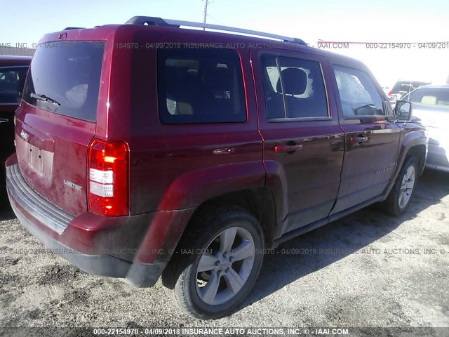 1C4NJRCB6ED880545 - 2014 JEEP PATRIOT LIMITED RED photo 4