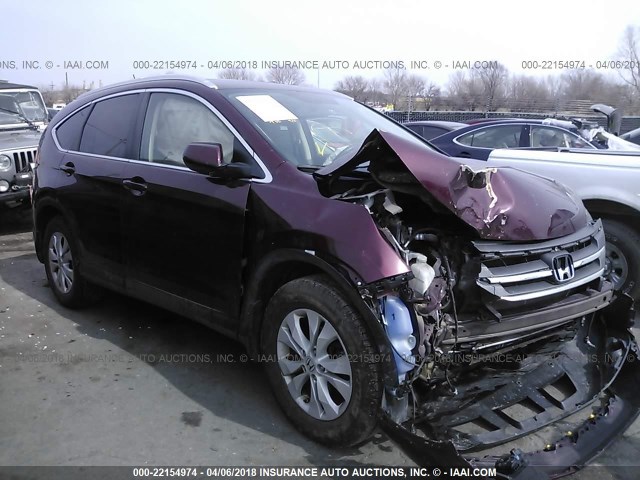 5J6RM4H74DL014115 - 2013 HONDA CR-V EXL BURGUNDY photo 1