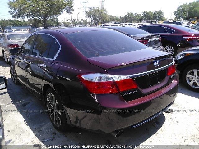 1HGCR2F57FA078555 - 2015 HONDA ACCORD SPORT MAROON photo 3