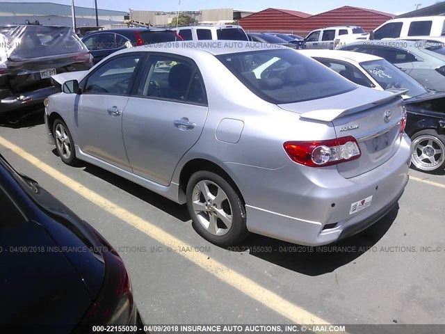 2T1BU4EE2BC638090 - 2011 TOYOTA COROLLA S/LE SILVER photo 3