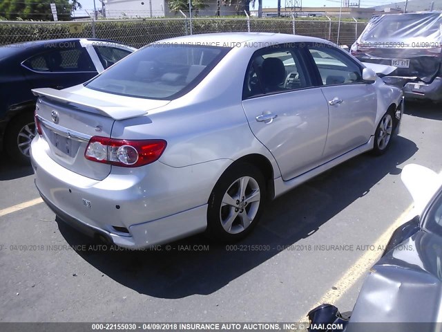 2T1BU4EE2BC638090 - 2011 TOYOTA COROLLA S/LE SILVER photo 4