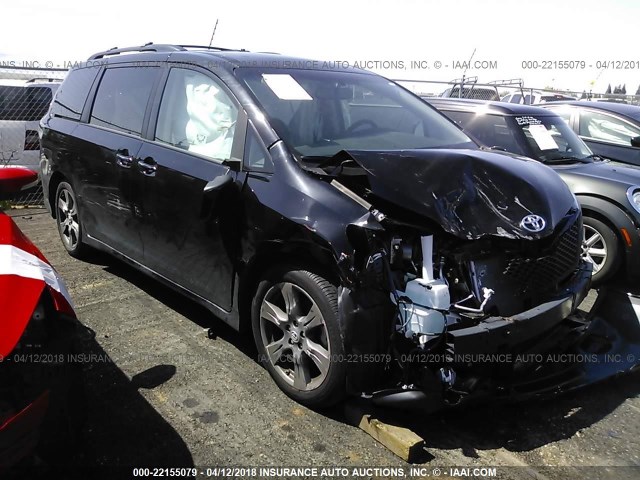 5TDXZ3DC2HS864874 - 2017 TOYOTA SIENNA SE BLACK photo 1