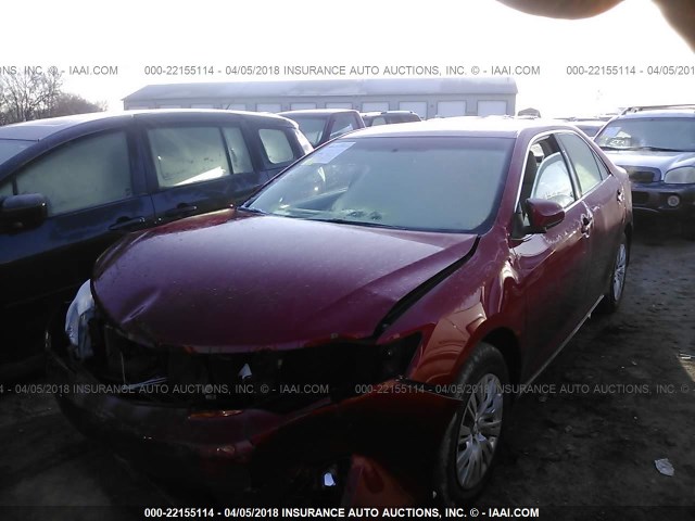 4T4BF1FK6DR275779 - 2013 TOYOTA CAMRY L/SE/LE/XLE RED photo 2