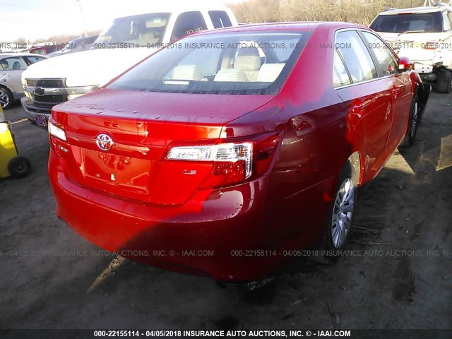 4T4BF1FK6DR275779 - 2013 TOYOTA CAMRY L/SE/LE/XLE RED photo 4