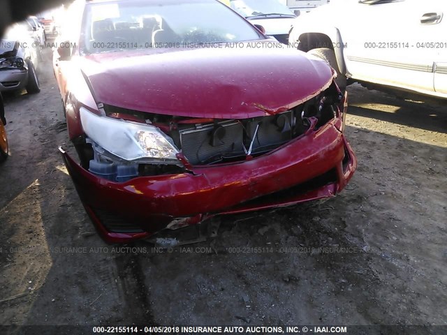 4T4BF1FK6DR275779 - 2013 TOYOTA CAMRY L/SE/LE/XLE RED photo 6