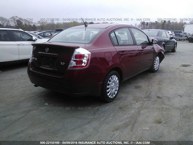 3N1AB61E37L629912 - 2007 NISSAN SENTRA 2.0/2.0S/2.0SL RED photo 4