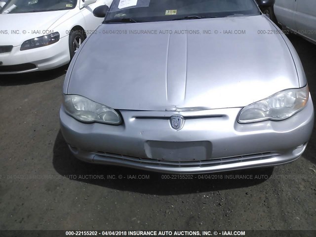 2G1WW12E349390619 - 2004 CHEVROLET MONTE CARLO LS SILVER photo 6