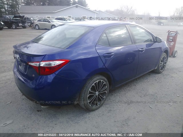 5YFBURHE2EP153820 - 2014 TOYOTA COROLLA L/LE/LE PLS/PRM/S/S PLS BLUE photo 4