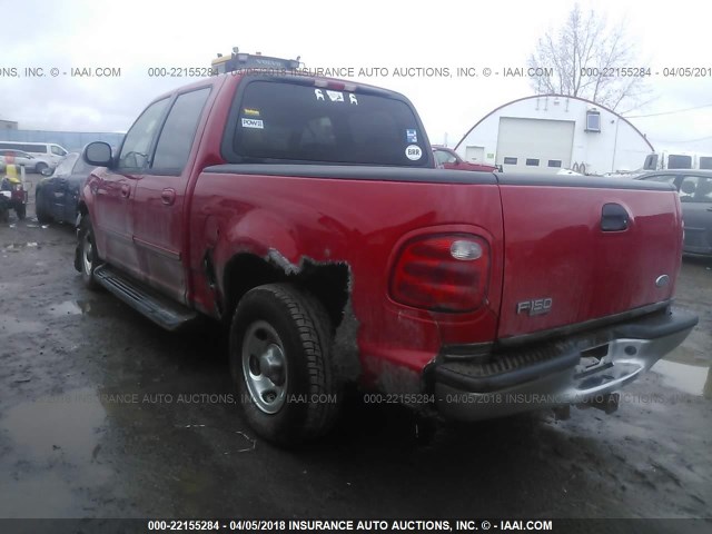 1FTRW07662KC51709 - 2002 FORD F150 SUPERCREW RED photo 3