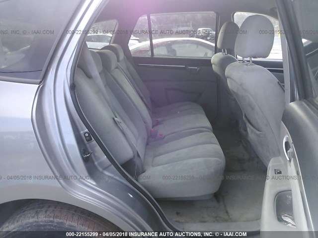 5NMSG73D78H162280 - 2008 HYUNDAI SANTA FE GLS SILVER photo 8