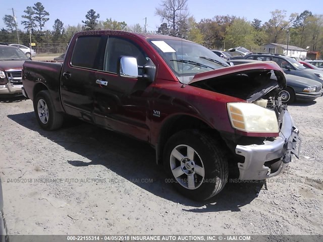 1N6AA07A04N513061 - 2004 NISSAN TITAN XE/SE/LE BURGUNDY photo 1