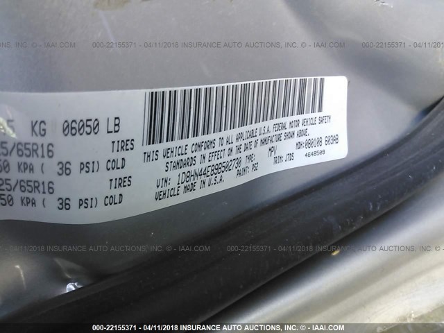 1D8HN44E89B502730 - 2009 DODGE GRAND CARAVAN SE SILVER photo 9