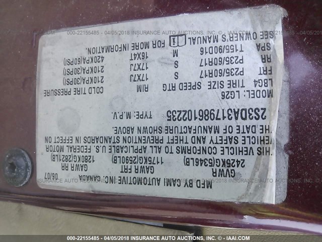 2S3DA317986102235 - 2008 SUZUKI XL7 LUXURY MAROON photo 9