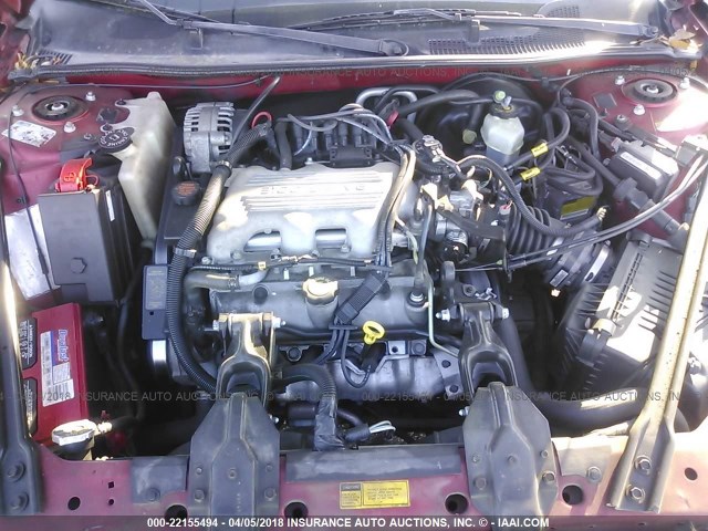 2G4WS52M1X1549718 - 1999 BUICK CENTURY CUSTOM BURGUNDY photo 10