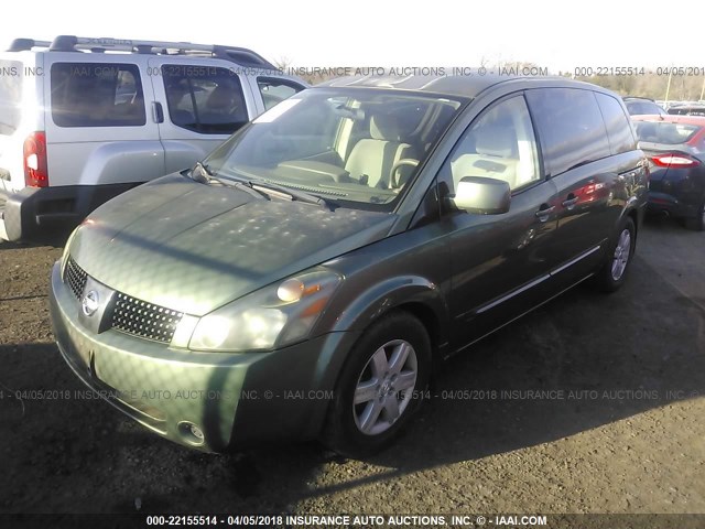 5N1BV28U54N328810 - 2004 NISSAN QUEST S/SE/SL GREEN photo 2