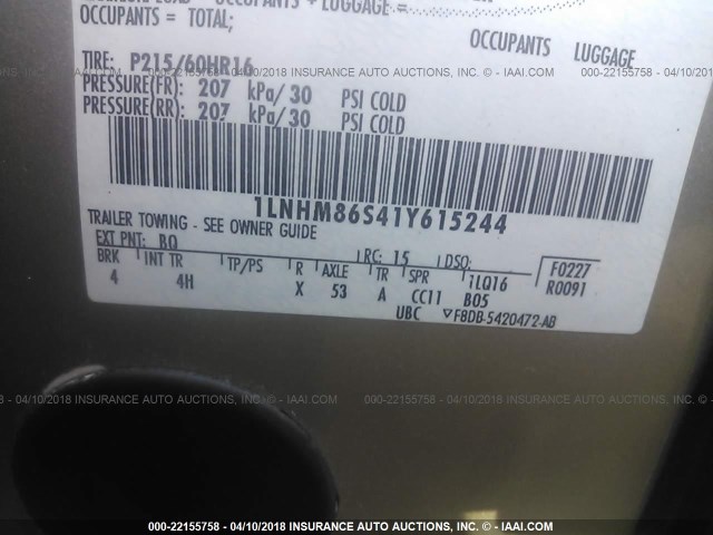 1LNHM86S41Y615244 - 2001 LINCOLN LS Bej foto 9