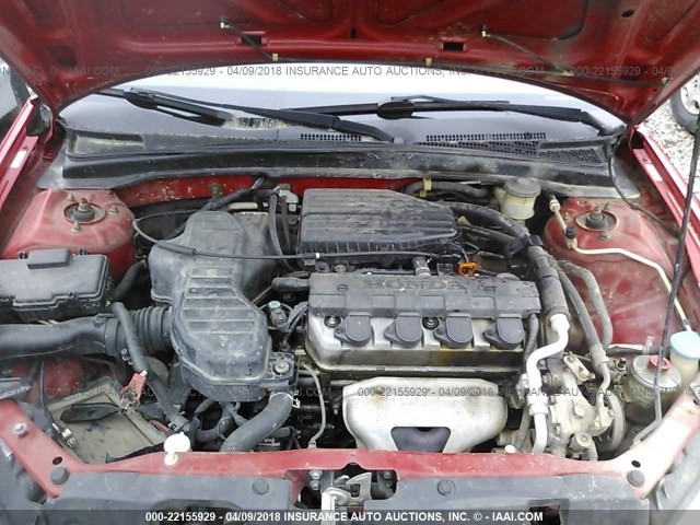 1HGEM22125L061210 - 2005 HONDA CIVIC DX VP RED photo 10