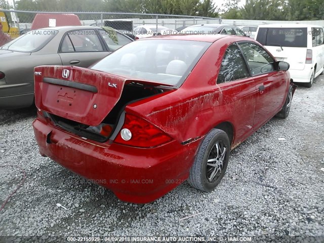 1HGEM22125L061210 - 2005 HONDA CIVIC DX VP RED photo 4