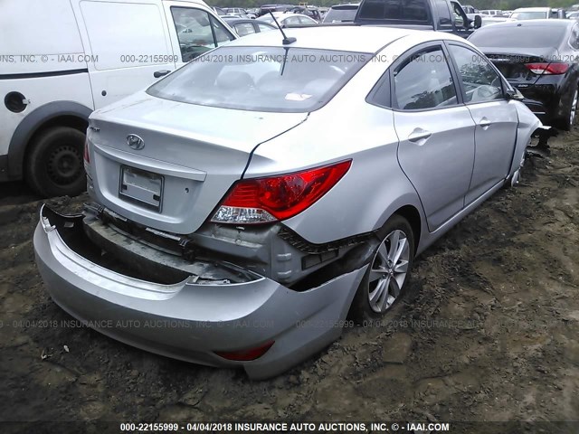 KMHCU4AE8DU581017 - 2013 HYUNDAI ACCENT GLS/SE SILVER photo 4