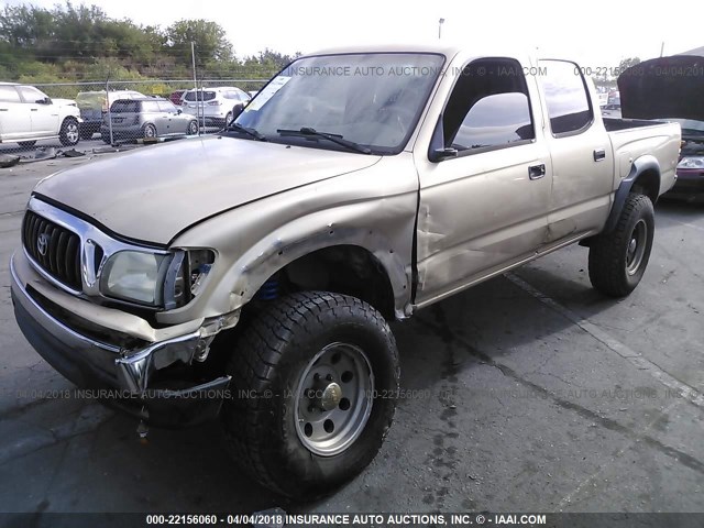 5TEGM92N72Z030521 - 2002 TOYOTA TACOMA DOUBLE CAB PRERUNNER GOLD photo 2