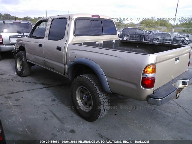 5TEGM92N72Z030521 - 2002 TOYOTA TACOMA DOUBLE CAB PRERUNNER GOLD photo 3