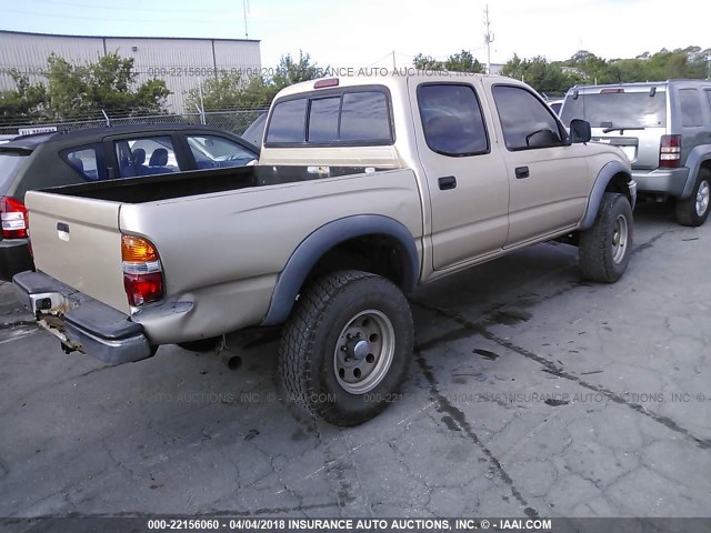 5TEGM92N72Z030521 - 2002 TOYOTA TACOMA DOUBLE CAB PRERUNNER GOLD photo 4