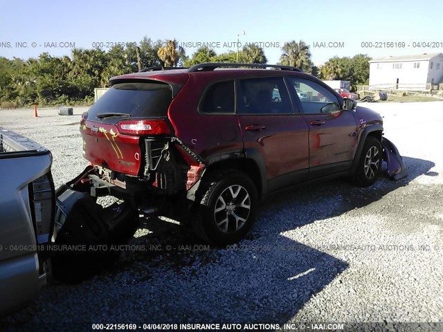 1C4PJMBS9EW211557 - 2014 JEEP CHEROKEE TRAILHAWK RED photo 4