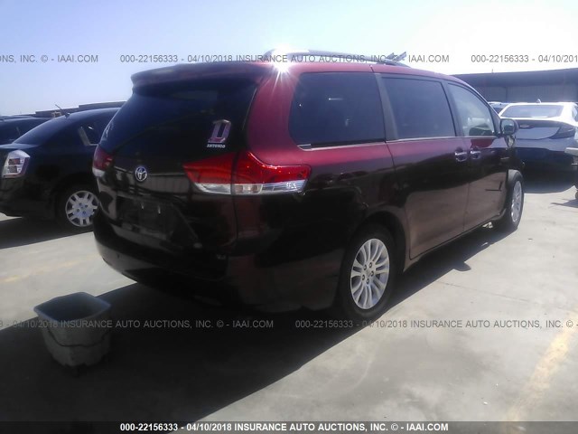 5TDYK3DC2ES520305 - 2014 TOYOTA SIENNA XLE/LIMITED RED photo 4