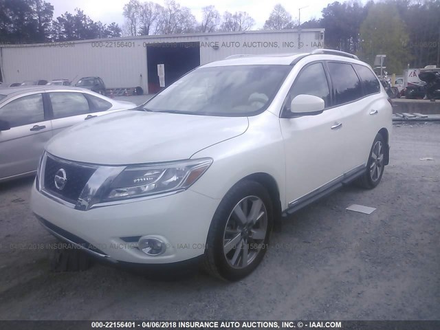 5N1AR2MN5FC625489 - 2015 NISSAN PATHFINDER S/SV/SL/PLATINUM WHITE photo 2