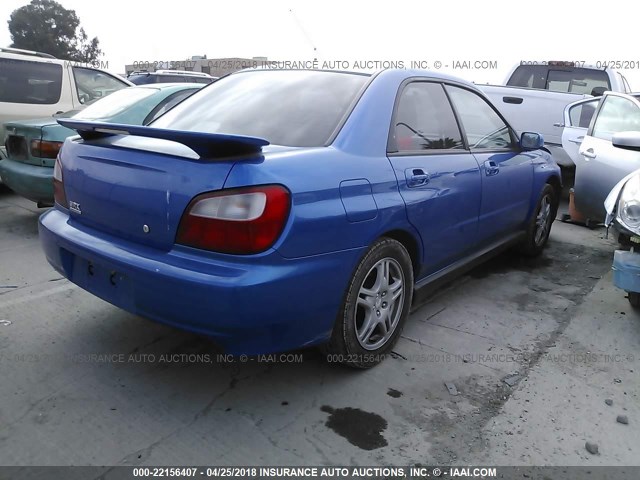 JF1GD29613G513555 - 2003 SUBARU IMPREZA WRX BLUE photo 4