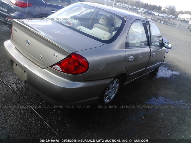 KNAFB121745304691 - 2004 KIA SPECTRA LS GOLD photo 4