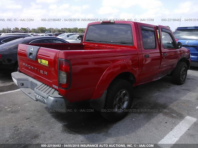 1N6ED27T64C405562 - 2004 NISSAN FRONTIER CREW CAB XE V6 RED photo 4