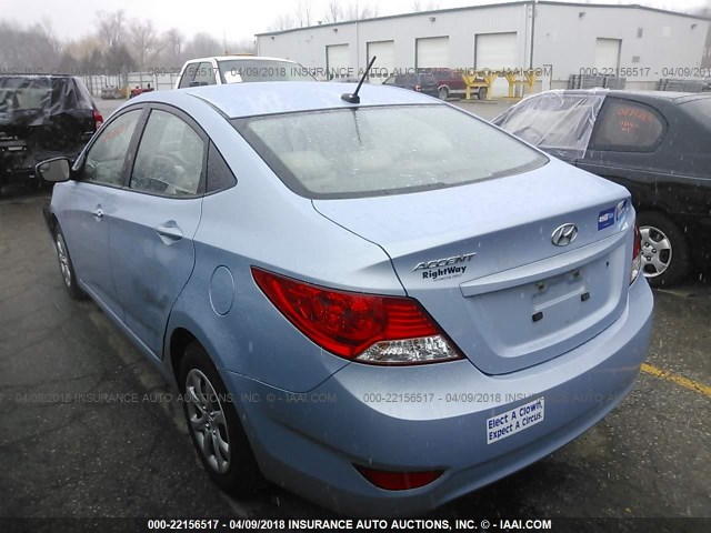 KMHCT4AE4EU613630 - 2014 HYUNDAI ACCENT GLS/GS BLUE photo 3