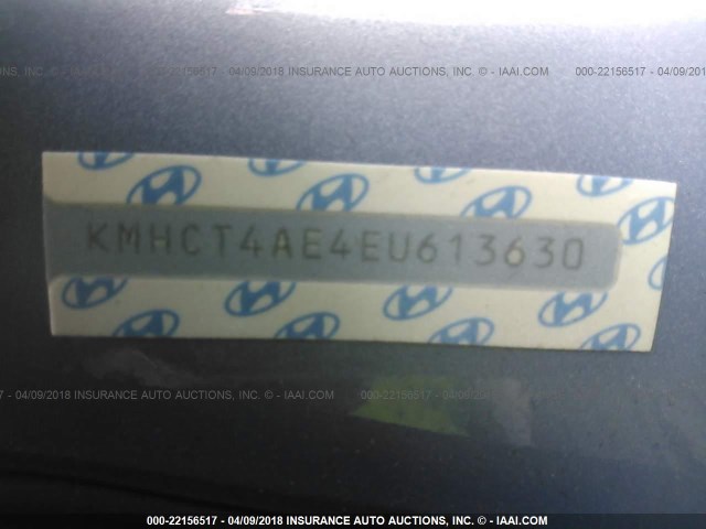 KMHCT4AE4EU613630 - 2014 HYUNDAI ACCENT GLS/GS BLUE photo 9