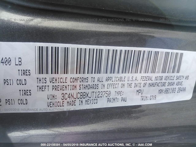 3C4NJCBBXJT123750 - 2018 JEEP COMPASS LATITUDE 黑色 照片 9