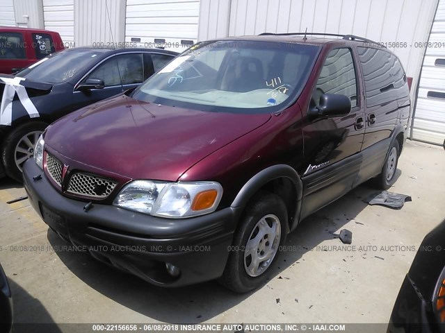 1GMDU03E72D231658 - 2002 PONTIAC MONTANA MAROON photo 2