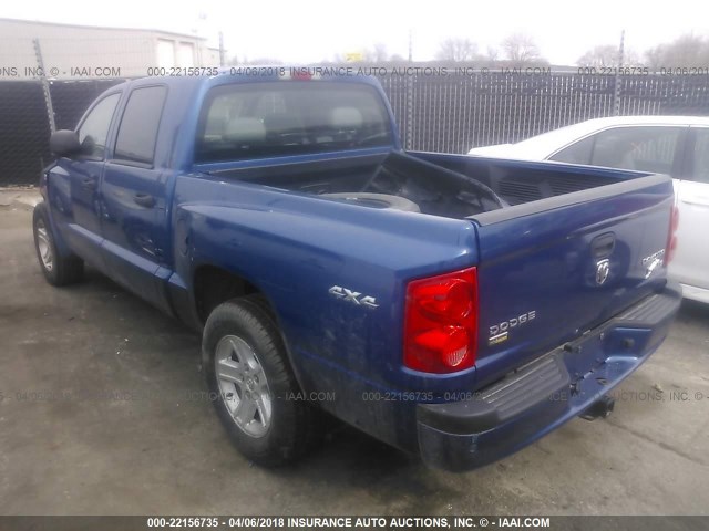 1D7CW3GP8AS229876 - 2010 DODGE DAKOTA SXT BLUE photo 3