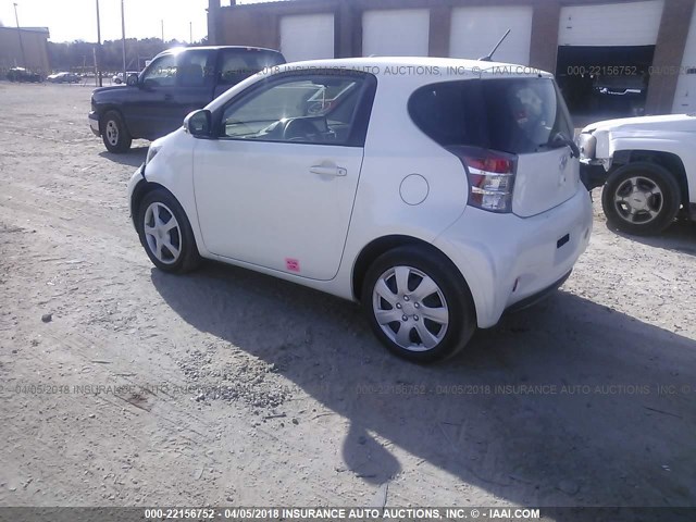 JTNJJXB04CJ019281 - 2012 TOYOTA SCION IQ WHITE photo 3